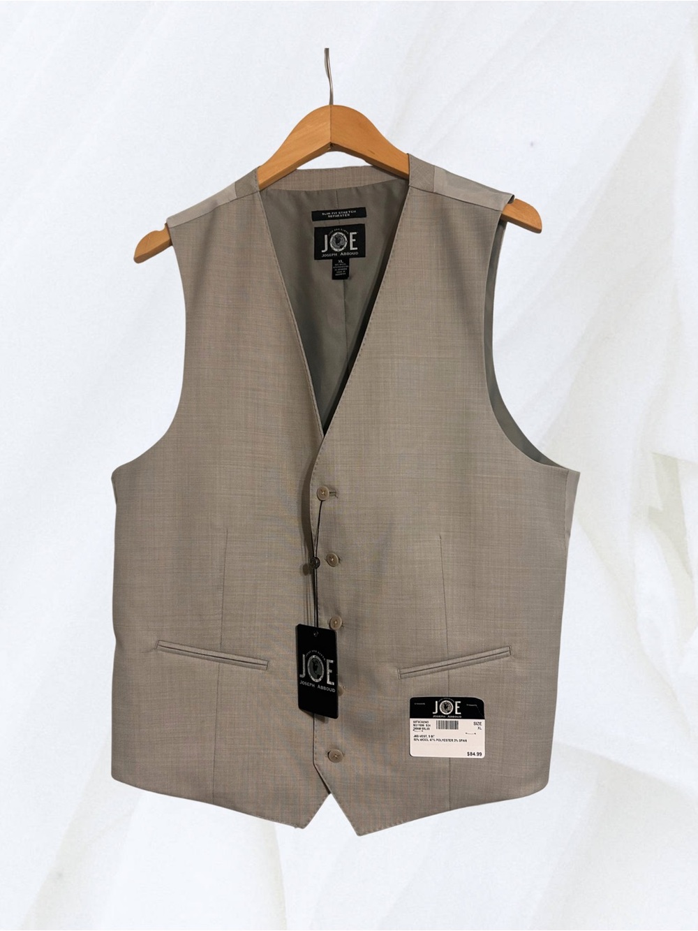 JOE Joseph Abboud Men’s XL Slim Fit Stretch Wool Suit Vest NWT Gray